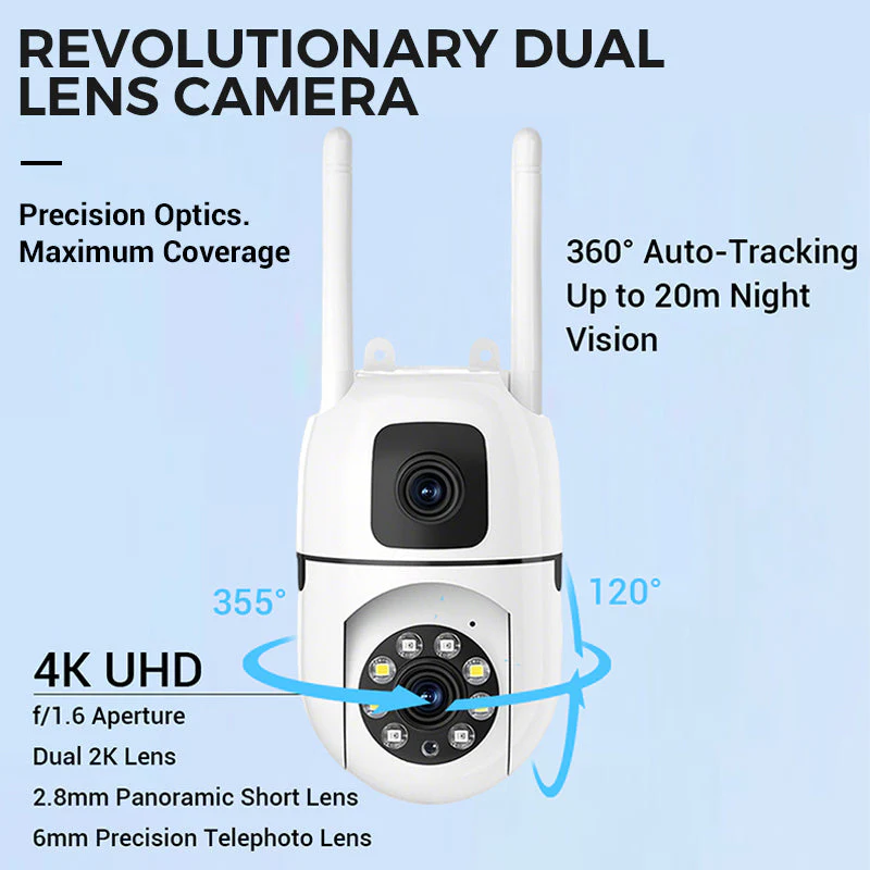 💘Valentijnsaanbieding: 50% Korting!📸 Dubbele Lens 4K Beveiligingscamera – 360° Tracking & Full-Color Nachtzicht! - Image 4