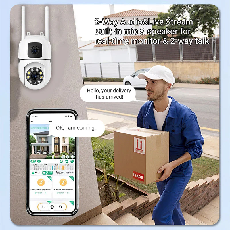 💘Valentijnsaanbieding: 50% Korting!📸 Dubbele Lens 4K Beveiligingscamera – 360° Tracking & Full-Color Nachtzicht! - Image 5