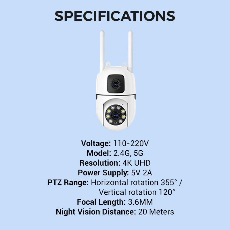 💘Valentijnsaanbieding: 50% Korting!📸 Dubbele Lens 4K Beveiligingscamera – 360° Tracking & Full-Color Nachtzicht! - Image 8