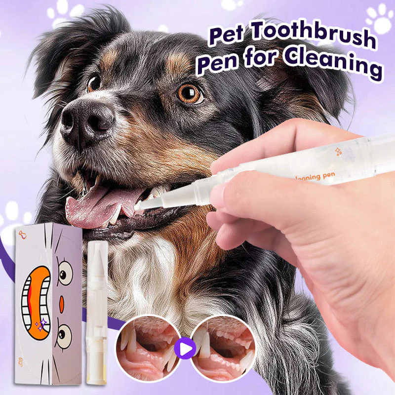 🦷🐾 2-in-1 Tandenborstel Pen voor Huisdieren – Tandsteen Verzachtende Formule, Antislip Handvat & Dagelijkse Gebitsverzorging（Perfect voor Honden & Katten!）