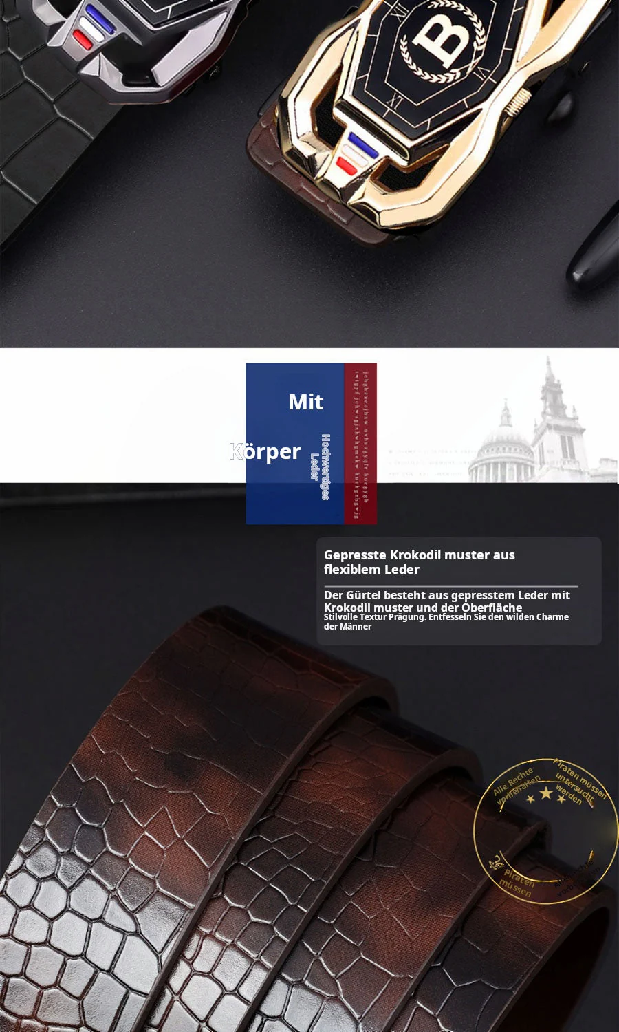 🎉Nieuwjaars Cadeau 50% KORTING!🐊Luxe Leren Herenriem (Krokodillenpatroon + Automatische Gesp) – Stylisch & Gemakkelijk Te Gebruiken: Perfect Voor Formalen & Informele Occasies! - Image 14