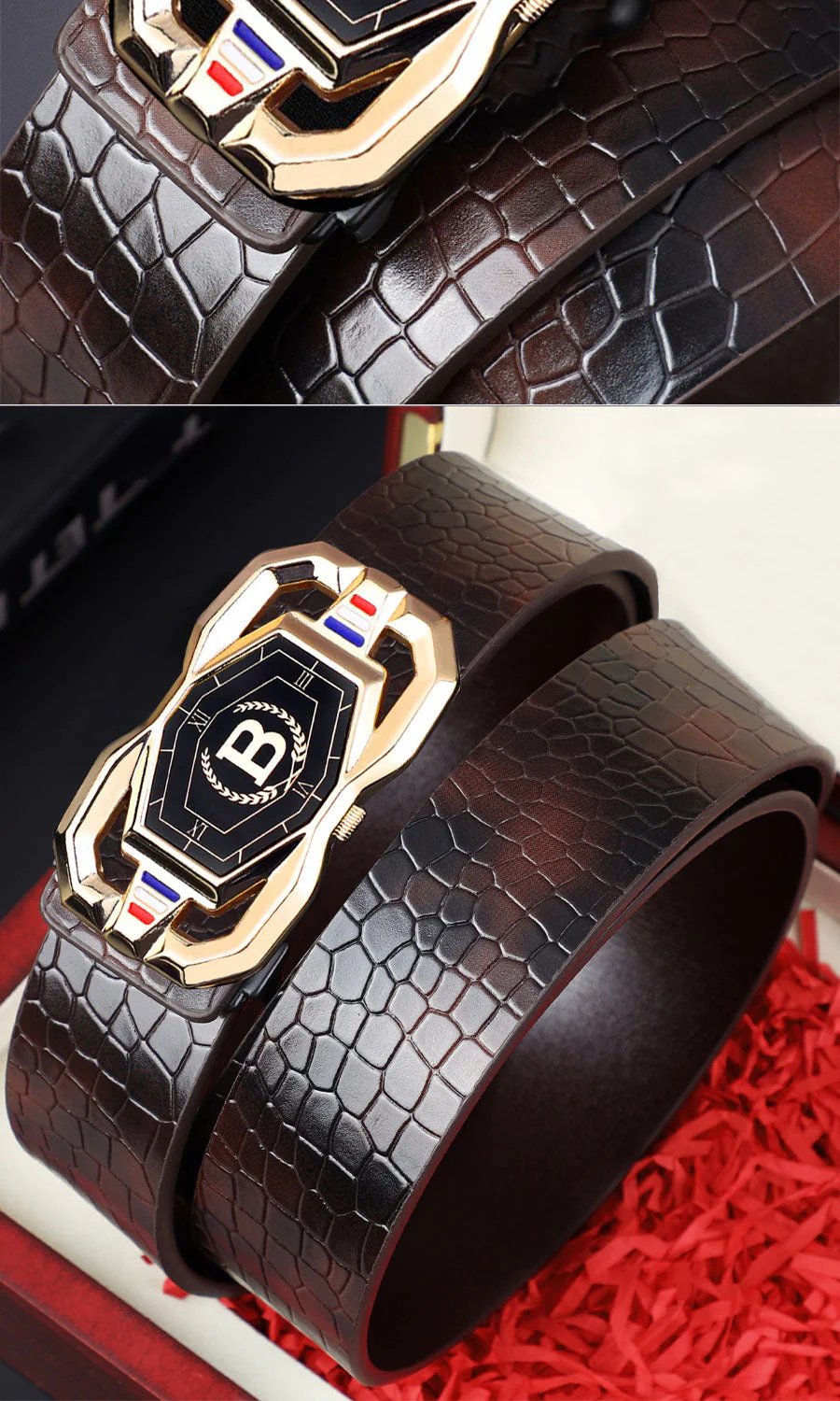 🎉Nieuwjaars Cadeau 50% KORTING!🐊Luxe Leren Herenriem (Krokodillenpatroon + Automatische Gesp) – Stylisch & Gemakkelijk Te Gebruiken: Perfect Voor Formalen & Informele Occasies! - Image 6
