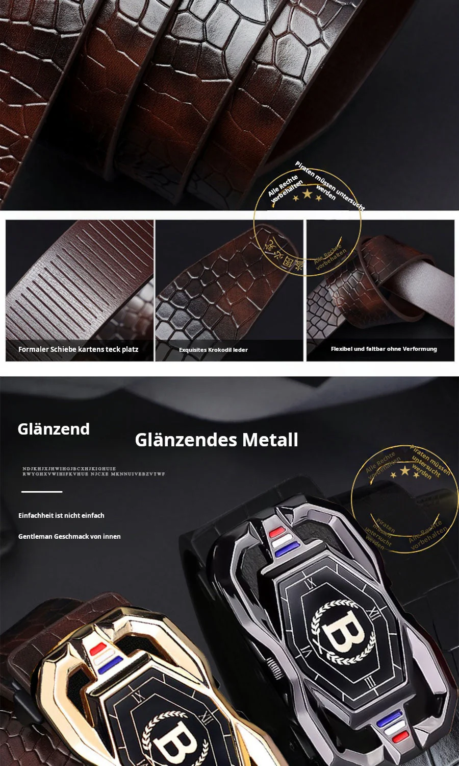 🎉Nieuwjaars Cadeau 50% KORTING!🐊Luxe Leren Herenriem (Krokodillenpatroon + Automatische Gesp) – Stylisch & Gemakkelijk Te Gebruiken: Perfect Voor Formalen & Informele Occasies! - Image 8
