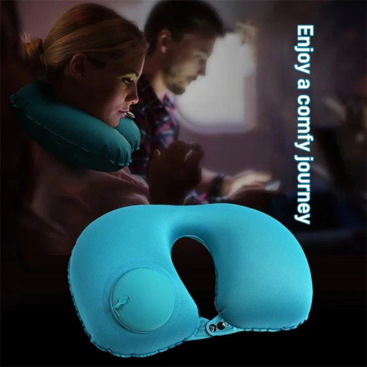 🎉Nieuwjaars Cadeau 50% KORTING!🚄Opblaasbaar U-vormig Reiskussen (Pers Type) - Ingesloten Pomp (30s Opblazen) + Compact Draagbaar: Comfortabel Tijdens Trein/Autoreizen! - Image 7