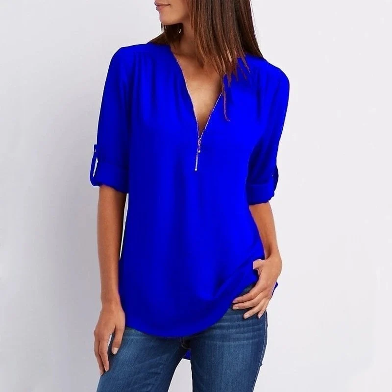 Blouses met losse 3/4 mouwen en ritssluiting in plus size - Image 10
