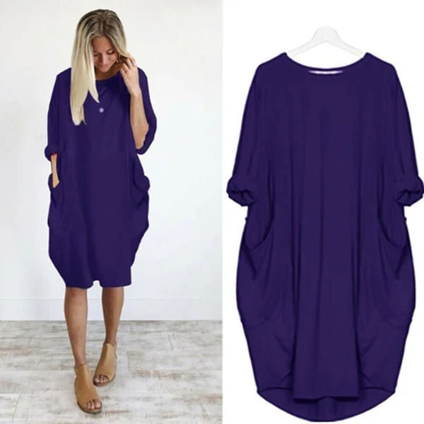 Casual jurk met lange mouwen en zakken - Image 3