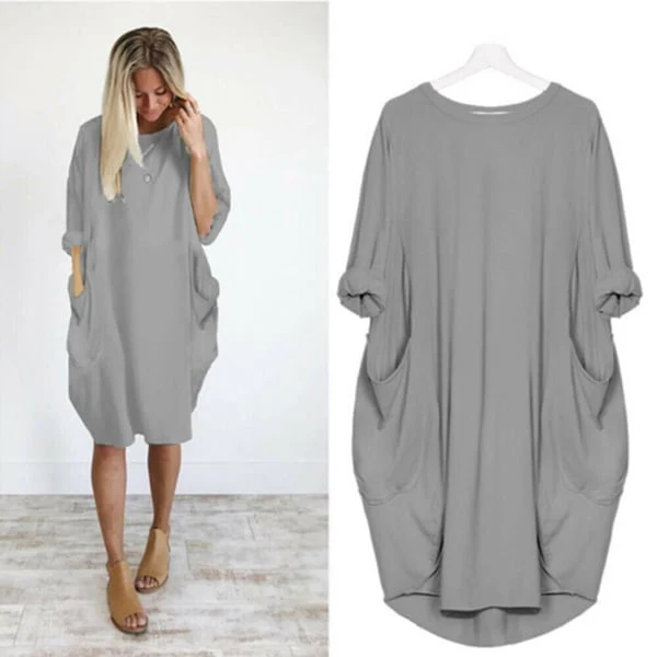 Casual jurk met lange mouwen en zakken - Image 4