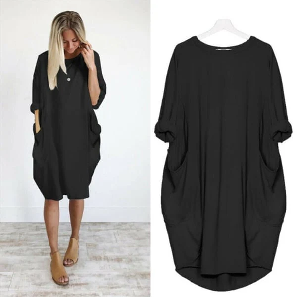 Casual jurk met lange mouwen en zakken - Image 5