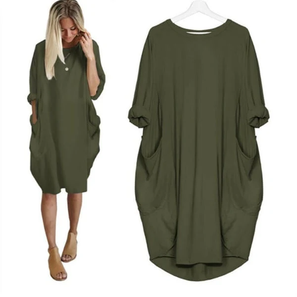 Casual jurk met lange mouwen en zakken - Image 8