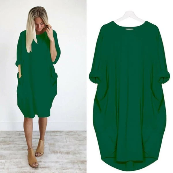Casual jurk met lange mouwen en zakken - Image 9