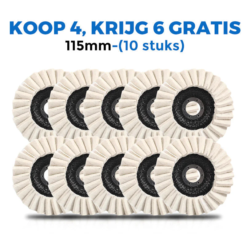 🎉Nieuwjaars Cadeau 50% KORTING!🪚Vilten Polijstschijf Met Klep - Hoogwaardig Wol (115/125mm) & Hoogglans Effect: Voor Metaal, Hout & Autowerk! - Image 15