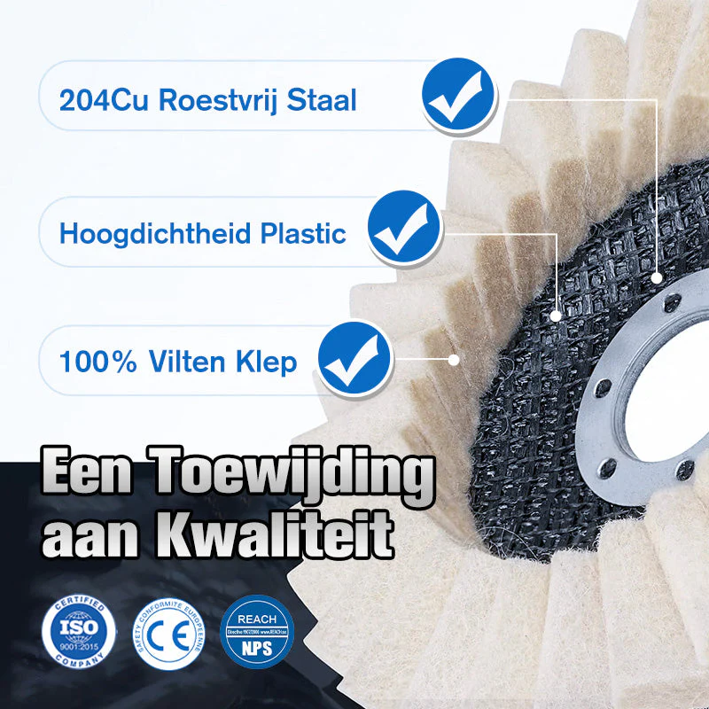 🎉Nieuwjaars Cadeau 50% KORTING!🪚Vilten Polijstschijf Met Klep - Hoogwaardig Wol (115/125mm) & Hoogglans Effect: Voor Metaal, Hout & Autowerk! - Image 5