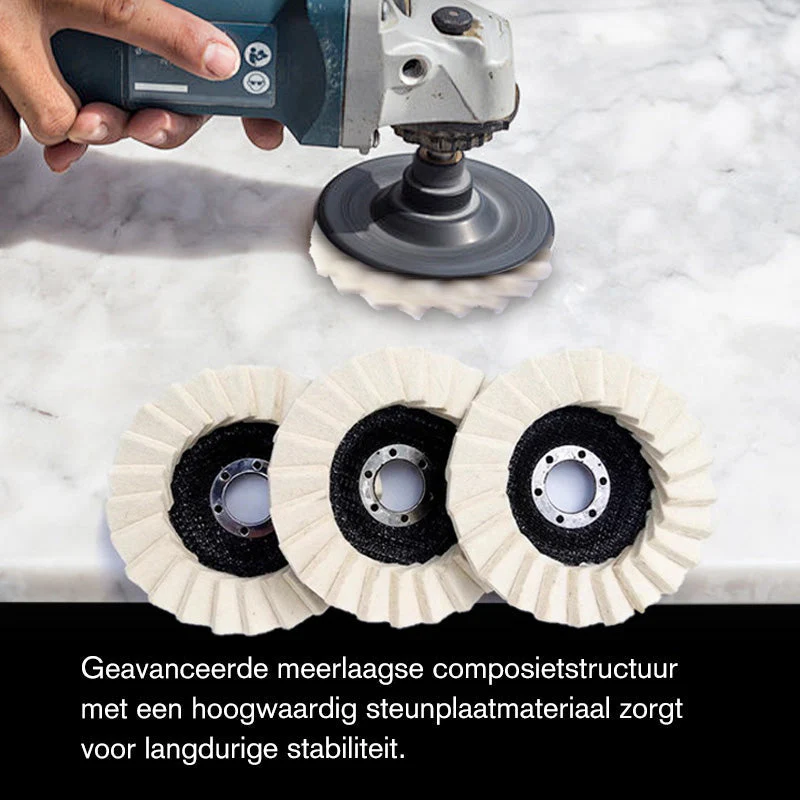 🎉Nieuwjaars Cadeau 50% KORTING!🪚Vilten Polijstschijf Met Klep - Hoogwaardig Wol (115/125mm) & Hoogglans Effect: Voor Metaal, Hout & Autowerk! - Image 6
