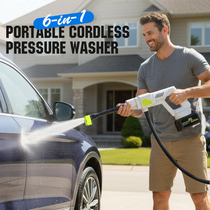 🎄Kerstdeal ALTIJD 50% KORTING!🚿 6-in-1 Draagbare Draadloze Hogedrukreiniger: Zelfaansuigende Waterbron + 60 Minuten Accu – Perfect Voor Auto & Outdoor Schoonmaak！