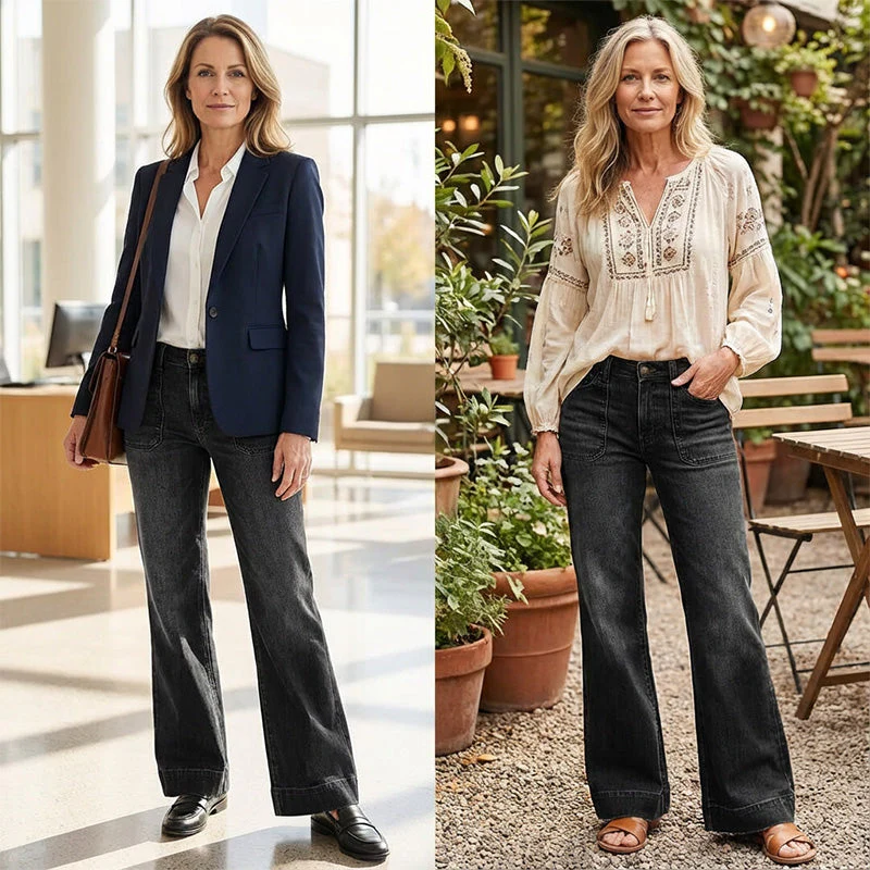 🎉Nieuwjaars Cadeau 50% KORTING!👖Retro Flare Jeans Dames – Slank Effect, Comfortabele Stretch & Utilitaire Zakken! - Image 5