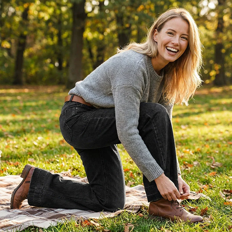 🎉Nieuwjaars Cadeau 50% KORTING!👖Retro Flare Jeans Dames – Slank Effect, Comfortabele Stretch & Utilitaire Zakken! - Image 6