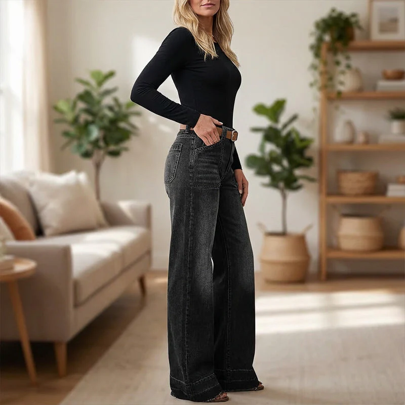🎉Nieuwjaars Cadeau 50% KORTING!👖Retro Flare Jeans Dames – Slank Effect, Comfortabele Stretch & Utilitaire Zakken! - Image 7