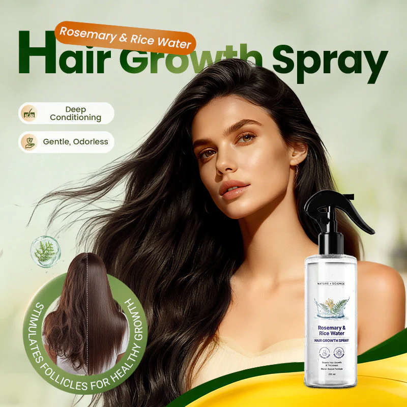 🌞Fris De Lente In Met 50% Korting!🌿 Rozemarijn & Rijstwater Haargroeispray – Stimuleert Groei | Verhoogt Dikte & Volume!