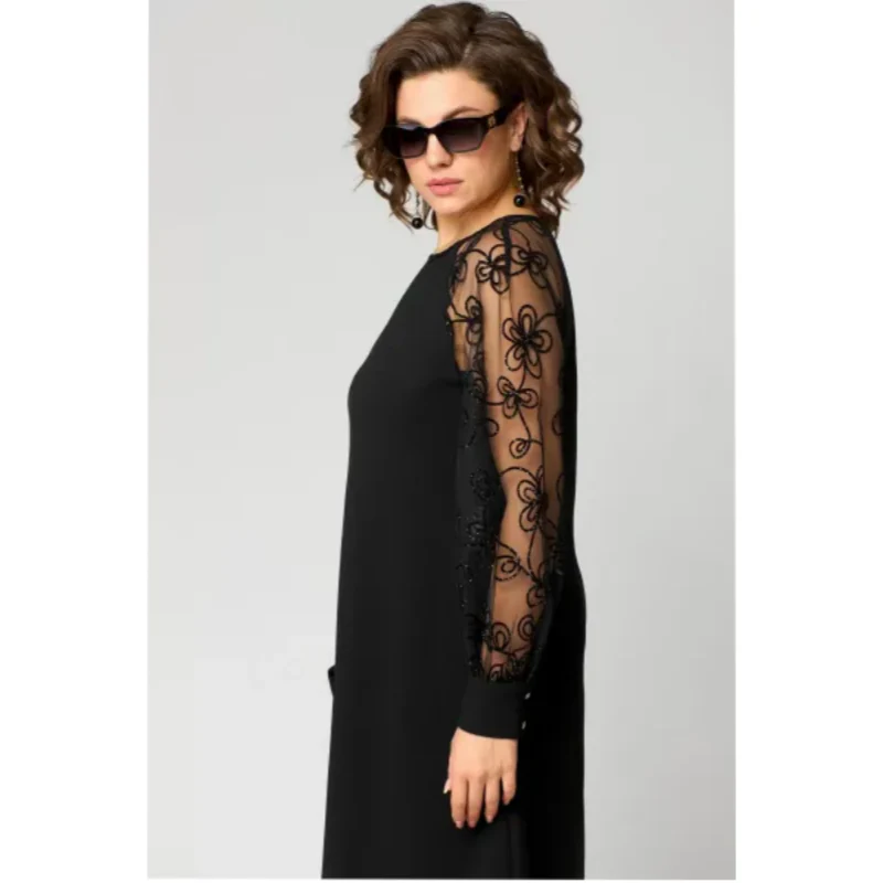 💘Valentijnsaanbieding: 50% Korting!👗 Kanten Patchwork Ronde Hals Lange Mouw Jurk – Elegant & Vrouwelijk voor Elke Lichaamstype! - Image 7