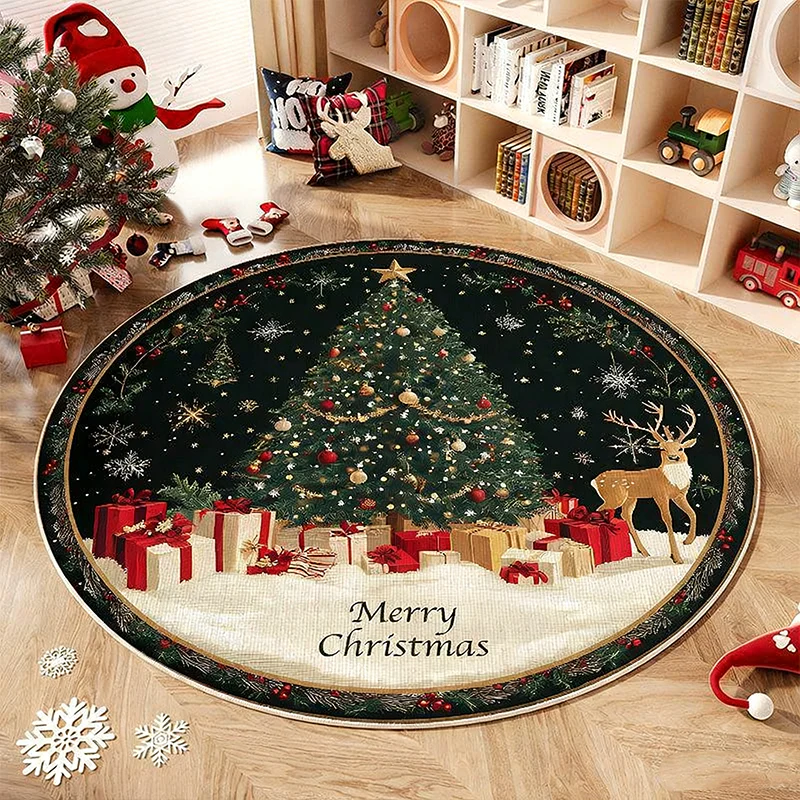 ✨ Feestelijk Rond Kerstboom Tapijt – Antislip, Gemakkelijk Schoonmaken & Warme Vloerbarrière (Kerstsfeer in Elke Kamer!) - Image 3