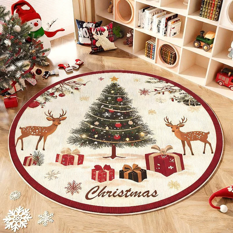✨ Feestelijk Rond Kerstboom Tapijt – Antislip, Gemakkelijk Schoonmaken & Warme Vloerbarrière (Kerstsfeer in Elke Kamer!) - Image 5