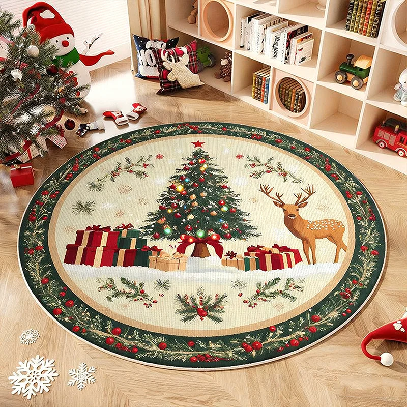✨ Feestelijk Rond Kerstboom Tapijt – Antislip, Gemakkelijk Schoonmaken & Warme Vloerbarrière (Kerstsfeer in Elke Kamer!) - Image 8