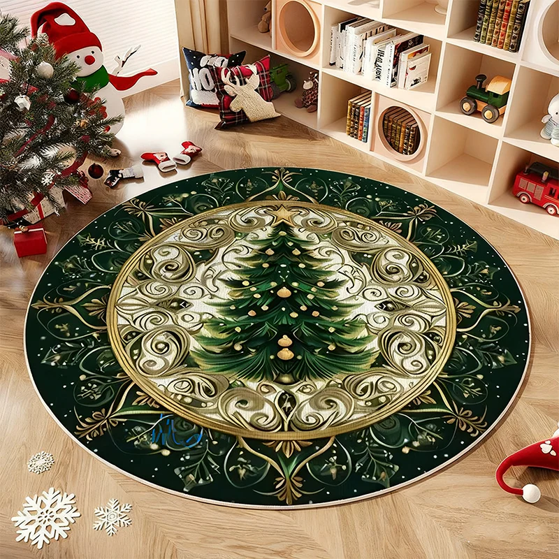✨ Feestelijk Rond Kerstboom Tapijt – Antislip, Gemakkelijk Schoonmaken & Warme Vloerbarrière (Kerstsfeer in Elke Kamer!) - Image 9