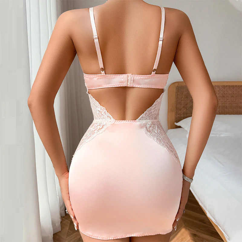 🎉Nieuwjaars Cadeau 50% KORTING!🌸Sexy kanten spaghettibandjurk string 2-delige set - Image 3