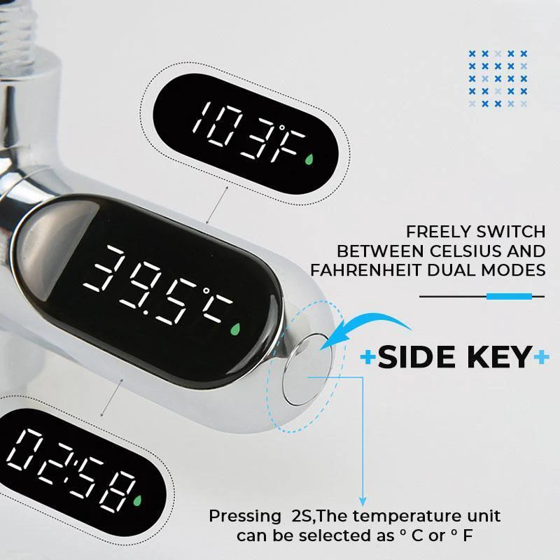 Nieuw Douchethermometer met Driekleurige Indicator, Waterstroomstroomopwekking & 360° Rotatie – Perfect voor Babybadje & Dagelijks Douchen! - Image 6