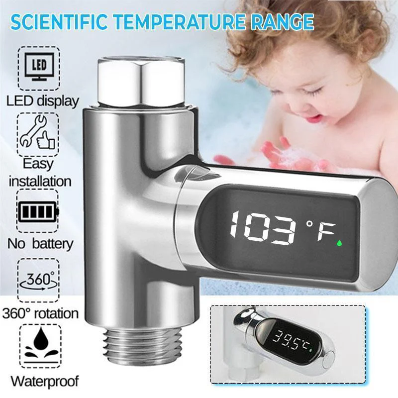 Nieuw Douchethermometer met Driekleurige Indicator, Waterstroomstroomopwekking & 360° Rotatie – Perfect voor Babybadje & Dagelijks Douchen! - Image 8