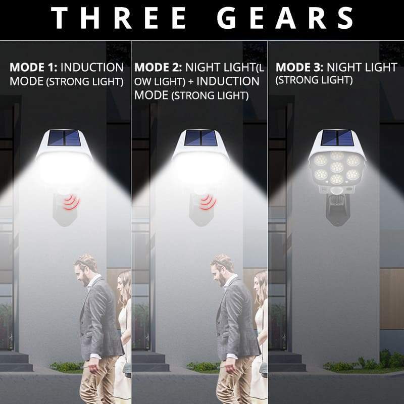 🌞Fris De Lente In Met 50% Korting!🚨Zonne-Energie Buitenlamp met Bewegingssensor – Nep Camera Uitstraling Schrikt Indringers Af & Verlicht Je Tuin! - Image 3
