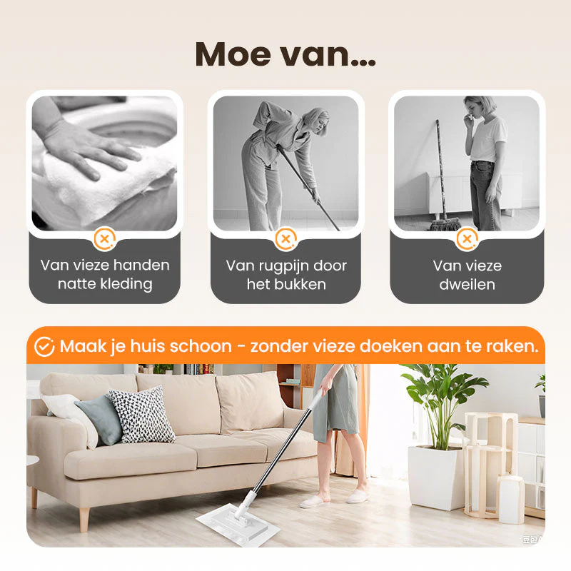 🔥50% KORTING🧹 Herbruikbare Stofmaap Set – Automatische Bionische Klem, 39" Verlengbare Staalsteel, 360° Draaiend + Milieuvriendelijk (Meerdere Oppervlaktes)! - Image 2