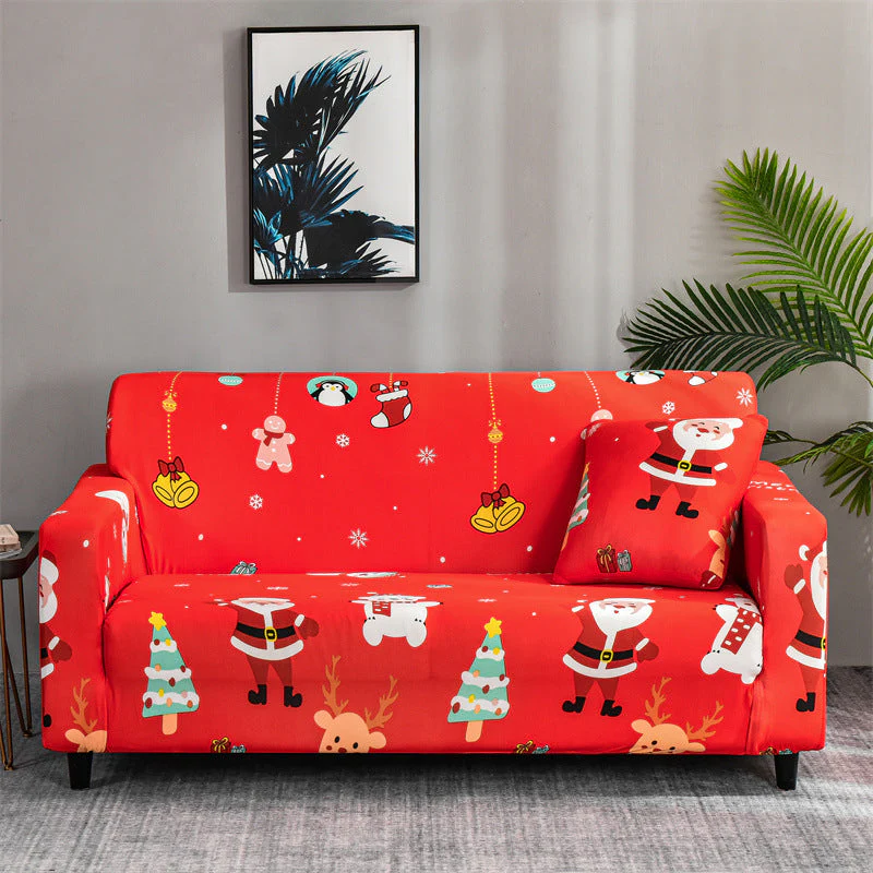 🎄✨ Kerstmis Volledig Omwikkelde Universele Stretch Bankhoes – Bescherming tegen Kratzen/Morsen, Gemakkelijk Installeren & Universeel voor 1-4 Zitter Banken!