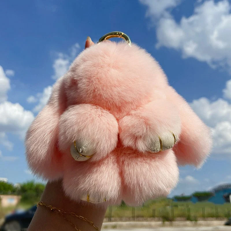 🌞Fris De Lente In Met 50% Korting!🐰 Handgemaakte Zachte Konijnen PomPom Sleutelhanger – Imitatiebont & Schattig Tasaccessoire! - Image 6