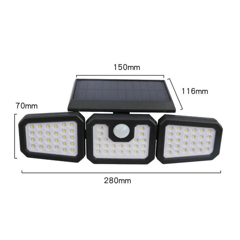 🎉Nieuwjaars Cadeau 50% KORTING!💡Zonnewandlamp (3 Lampenkoppen + Bewegingssensor) – Automatisch Opladen & Verstelbare Hoek: Veilige Buitenverlichting Zonder Kabels! - Image 10