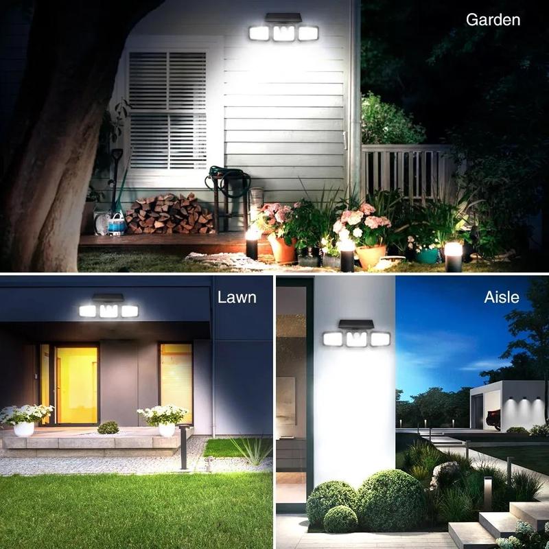 🎉Nieuwjaars Cadeau 50% KORTING!💡Zonnewandlamp (3 Lampenkoppen + Bewegingssensor) – Automatisch Opladen & Verstelbare Hoek: Veilige Buitenverlichting Zonder Kabels! - Image 2