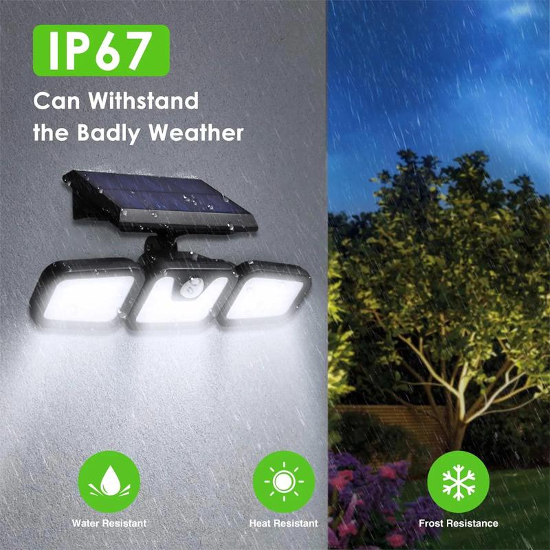 🎉Nieuwjaars Cadeau 50% KORTING!💡Zonnewandlamp (3 Lampenkoppen + Bewegingssensor) – Automatisch Opladen & Verstelbare Hoek: Veilige Buitenverlichting Zonder Kabels! - Image 4