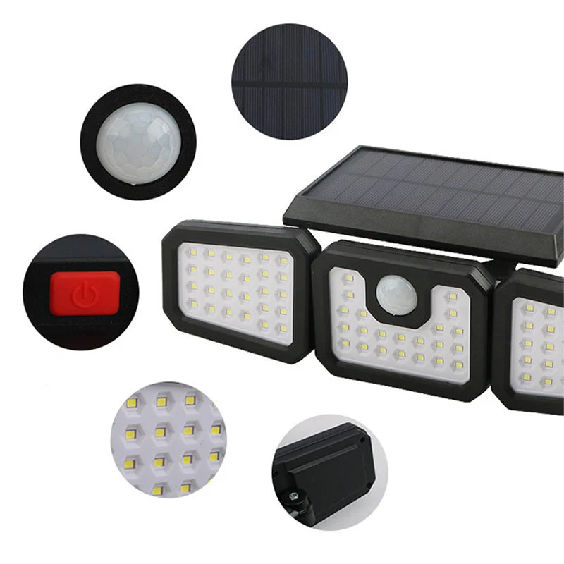 🎉Nieuwjaars Cadeau 50% KORTING!💡Zonnewandlamp (3 Lampenkoppen + Bewegingssensor) – Automatisch Opladen & Verstelbare Hoek: Veilige Buitenverlichting Zonder Kabels! - Image 9
