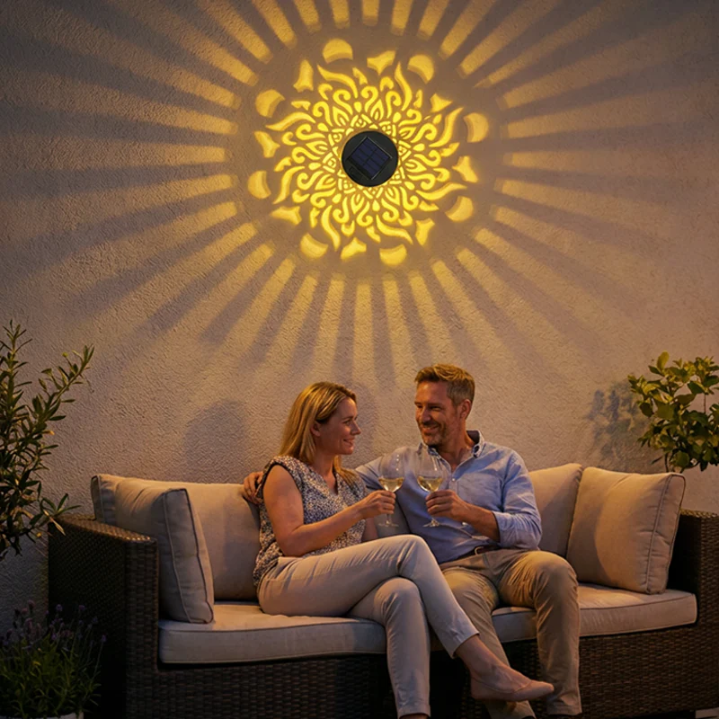 ☀️ Solar mandala lamp voor tuin & terras – 2-in-1 grondlamp & wandlamp – Decoratieve verlichting met vintage-effect – Roestvrij & duurzaam - Image 6