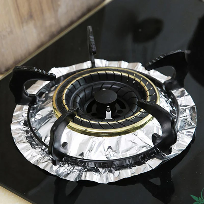 🍳🧽 Oliebestendige Aluminiumfolie Pads voor Fornuizen – Gemakkelijk Schoonmaken, Hittebestendig & Aanpasbaar (Tijdbesparend)!