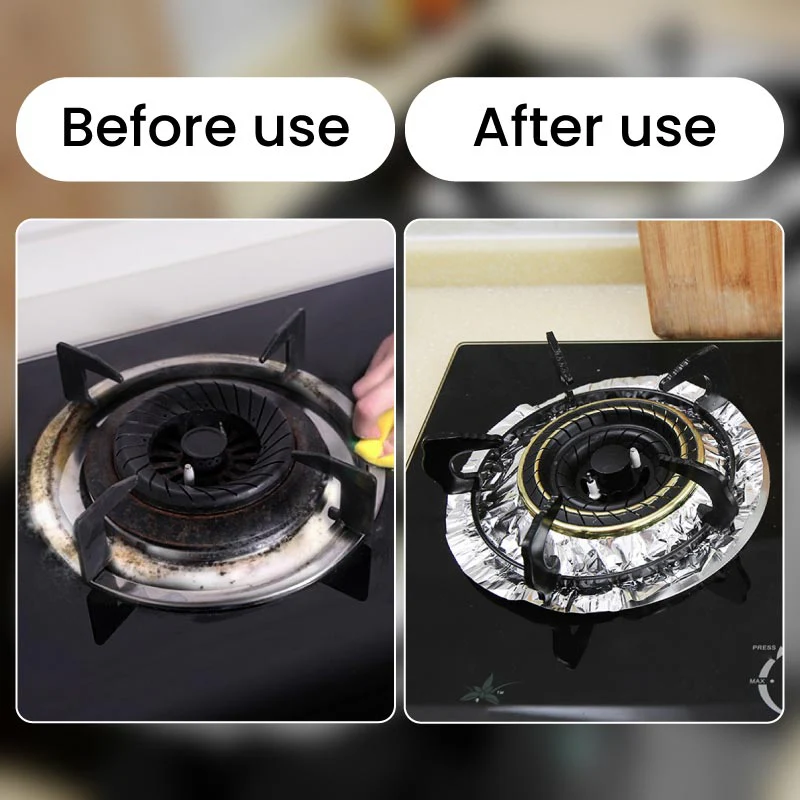 🍳🧽 Oliebestendige Aluminiumfolie Pads voor Fornuizen – Gemakkelijk Schoonmaken, Hittebestendig & Aanpasbaar (Tijdbesparend)! - Image 2