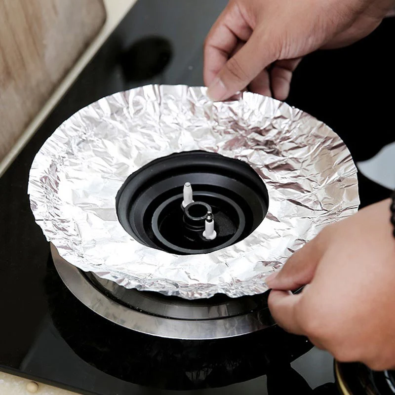 🍳🧽 Oliebestendige Aluminiumfolie Pads voor Fornuizen – Gemakkelijk Schoonmaken, Hittebestendig & Aanpasbaar (Tijdbesparend)! - Image 9
