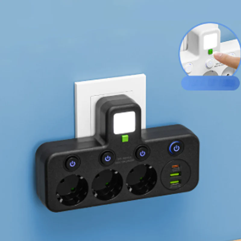 🌞Fris De Lente In Met 50% Korting!🔌Slanke Slimme Stekkerdoos (USB + Nachtlampje) – Individuele Schakelaars & Reisvriendelijk: Laad Meerdere Apparaten Tegelijk! - Image 14