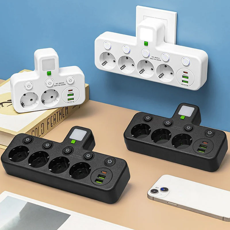 🌞Fris De Lente In Met 50% Korting!🔌Slanke Slimme Stekkerdoos (USB + Nachtlampje) – Individuele Schakelaars & Reisvriendelijk: Laad Meerdere Apparaten Tegelijk! - Image 8