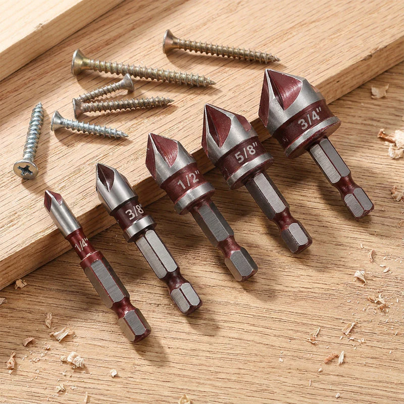 💘Valentijnsaanbieding: 50% Korting! 🔩Verzinkboorset voor Hout & Metaal – 5-delige Set van Hoogwaardig Koolstofstaal!