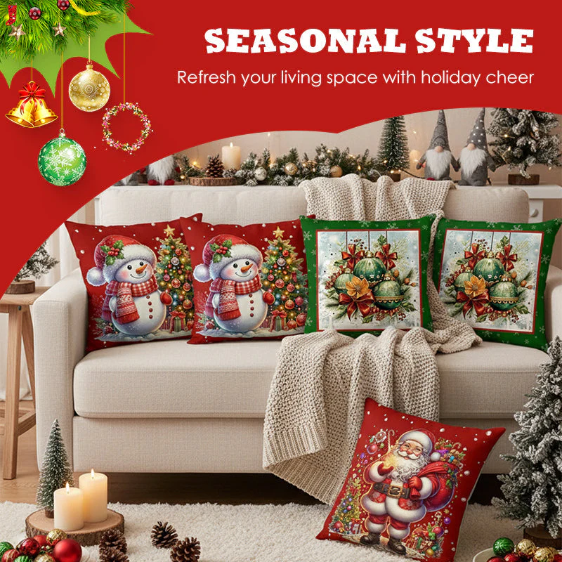 🎄🎅 Schattige Kerst Kussenhoes – Feestelijke Print, Premium Stof & Verborgen Rits (Veelzijdig Kerstdecoratie!) - Image 2