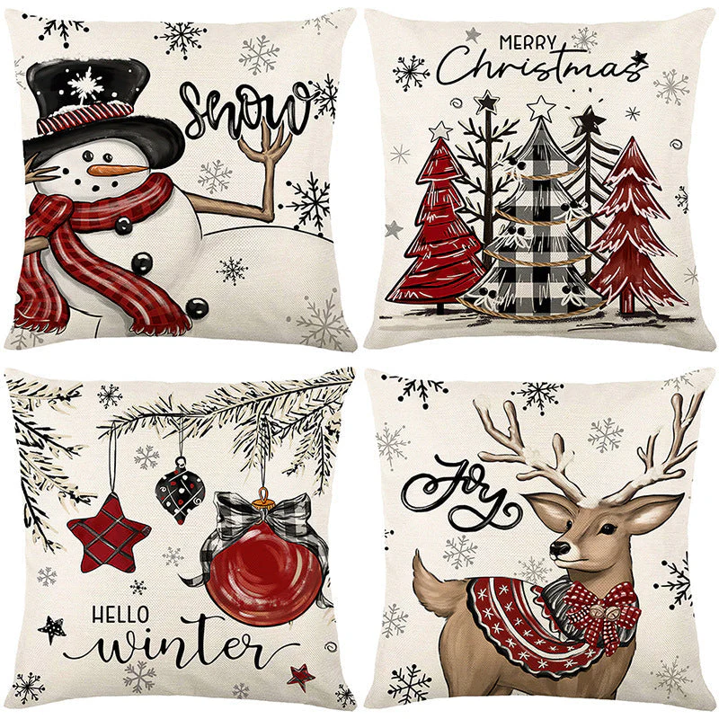🎄🎅 Schattige Kerst Kussenhoes – Feestelijke Print, Premium Stof & Verborgen Rits (Veelzijdig Kerstdecoratie!) - Image 24