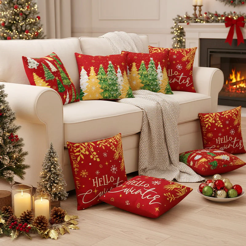 🎄🎅 Schattige Kerst Kussenhoes – Feestelijke Print, Premium Stof & Verborgen Rits (Veelzijdig Kerstdecoratie!) - Image 6