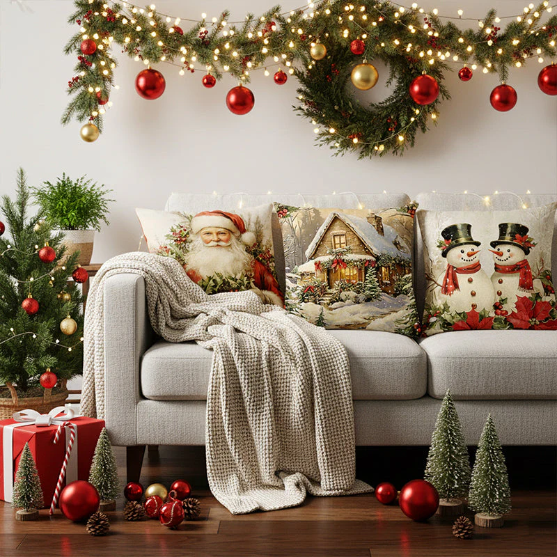 🎄🎅 Schattige Kerst Kussenhoes – Feestelijke Print, Premium Stof & Verborgen Rits (Veelzijdig Kerstdecoratie!) - Image 7