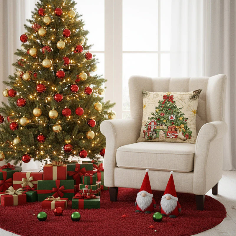 🎄🎅 Schattige Kerst Kussenhoes – Feestelijke Print, Premium Stof & Verborgen Rits (Veelzijdig Kerstdecoratie!) - Image 8